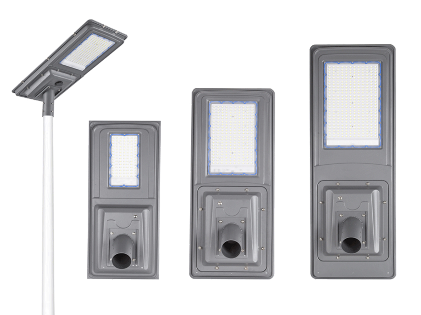 LF-YT07 all-in-one solar street light, front view with the three ratings shown together